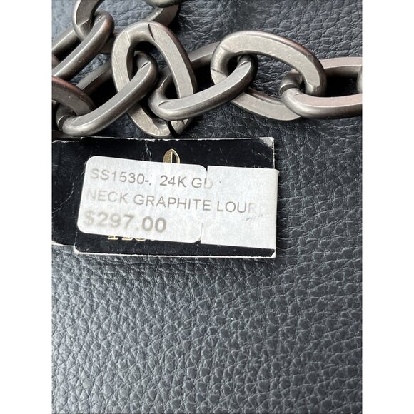Rare French Kande Graphite 24K GD Pendant Crystal Choker Chain  Necklace W/Tag - Picture 5 of 6